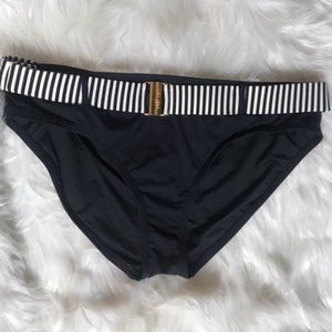 Anne Cole Bikini Bottom Belt Stripes Gold Buckle